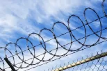 Single coil barrier and barbed wire on chain link fence