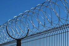 Концертина на заборе из сварных решетчатых панелей