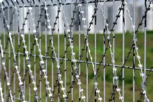 Razor mesh on a fence made of welded grid panels